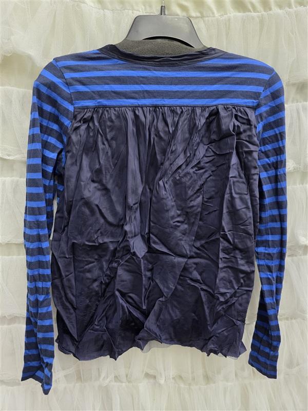 NWT Sacai Luck SZ 1 Stripe Pocket Mixed Cloth Top Blue Black 133674