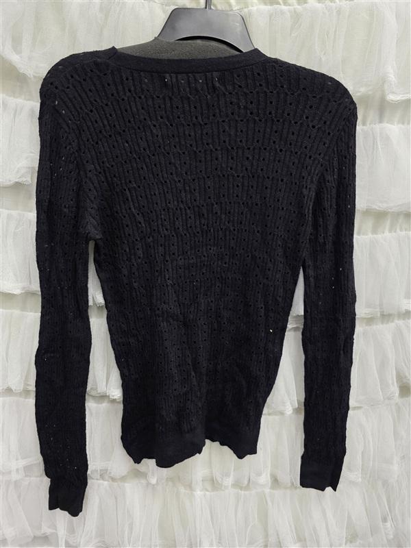 NWT One Grey Day S Sabrina Open Weave Sweater Black 133675