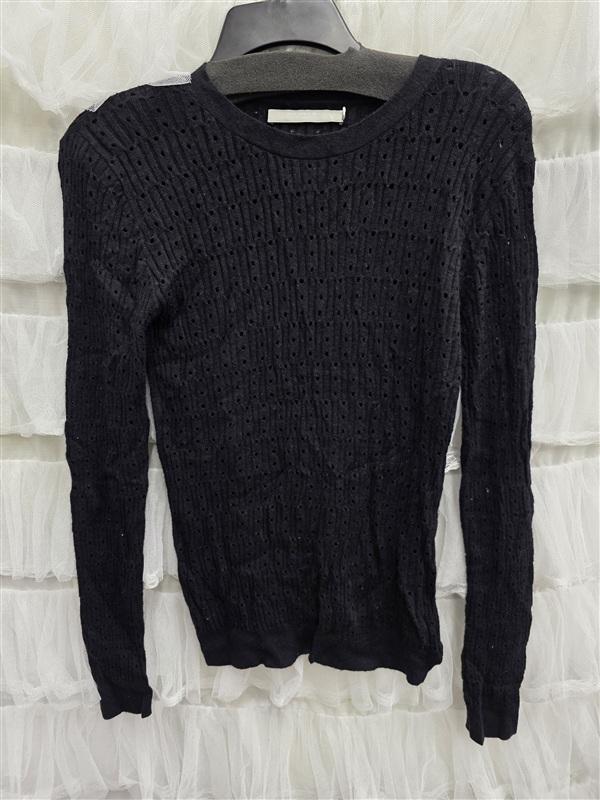 NWT One Grey Day S Sabrina Open Weave Sweater Black 133675