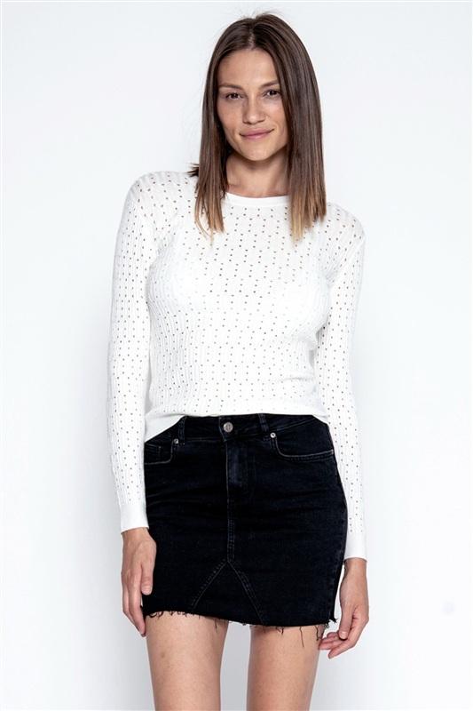 NWT One Grey Day S Sabrina Open Weave Sweater Black 133675