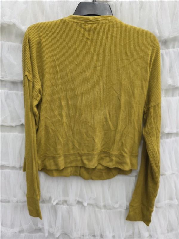 NWOT Double Zero L Ribbed Knit Cropped Cardigan Sweater Yellow 133676