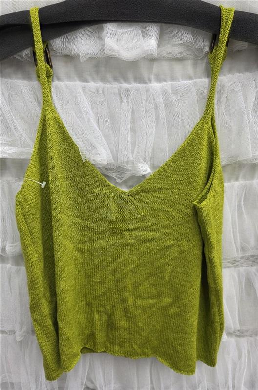 NWOT Anthropologie J.O.A. Medium Green Knit Spaghetti Strap Tank Top 133677