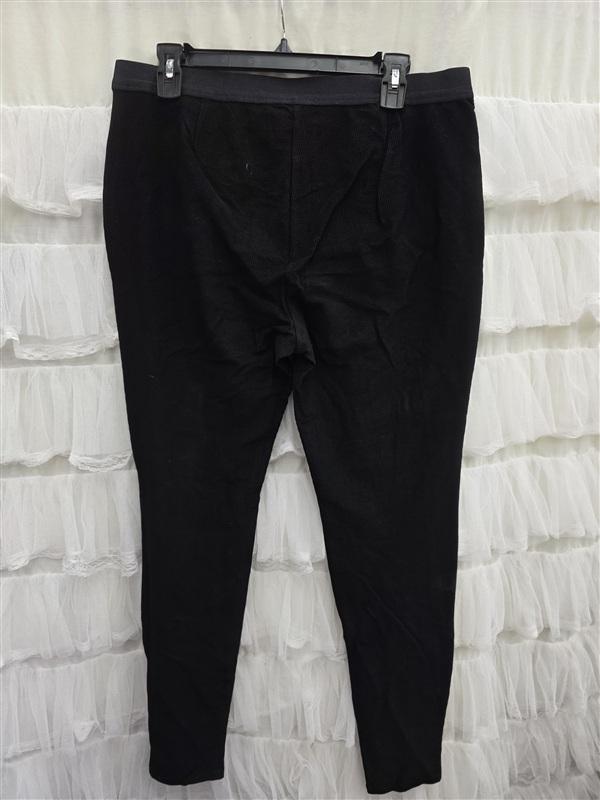 NWT Eileen Fisher Large High Waist Black Ribbed Leggings Pants 133679