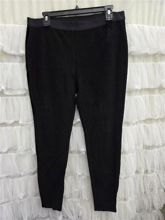 NWT Eileen Fisher Large High Waist Black Ribbed Leggings Pants 133679