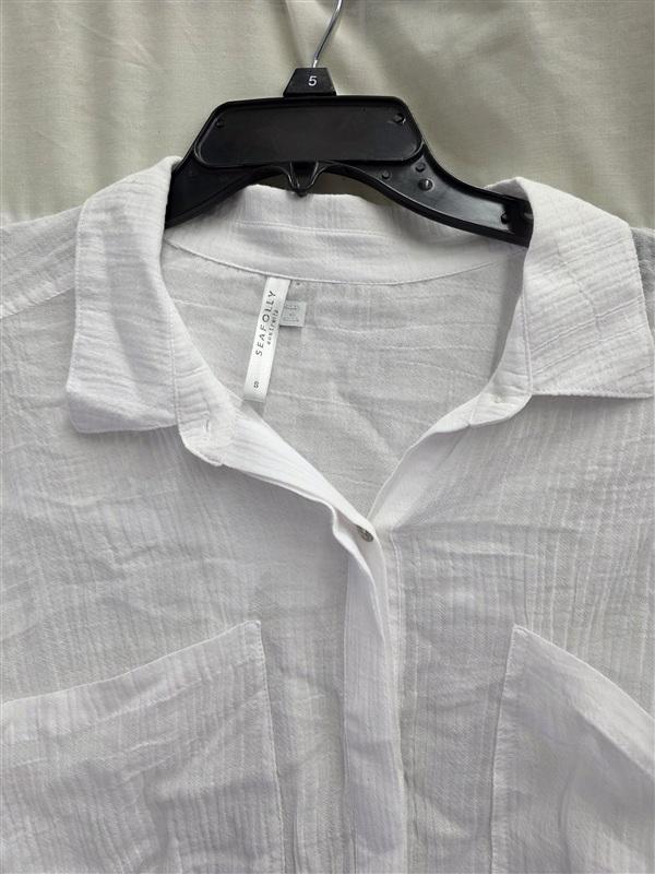 NWOT Seafolly 8 Wild Tropics Gauze Beach Shirt Dress Cover Up White 133683