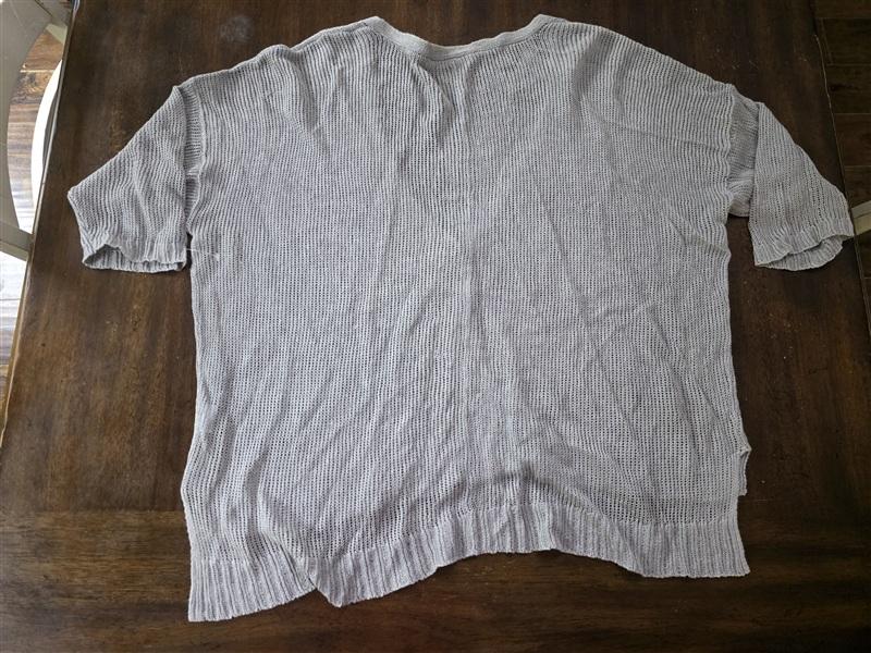 NWOT Eileen Fisher 2x Linen Open Lace Short Sleeve Cardigan Sweater 133686