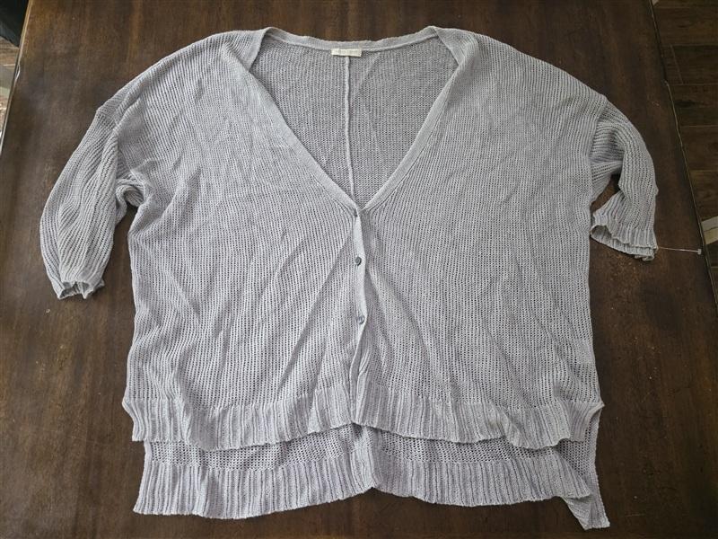NWOT Eileen Fisher 2x Linen Open Lace Short Sleeve Cardigan Sweater 133686