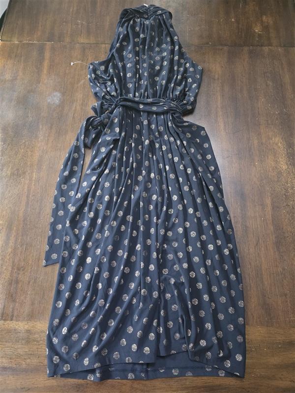 NWOT Tommy Hilfiger 10 Blue Gold Polka Dot High Neck Sleeveless Dress 133689