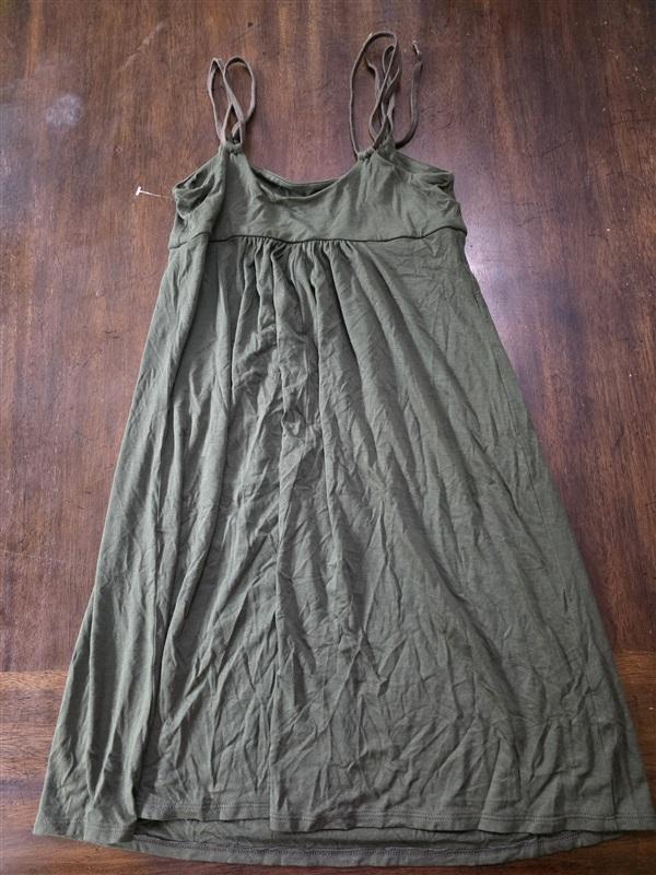 NWOT Robin Piccone M Sun Dress Olive Green Tie Shoulders Cover Up 133691
