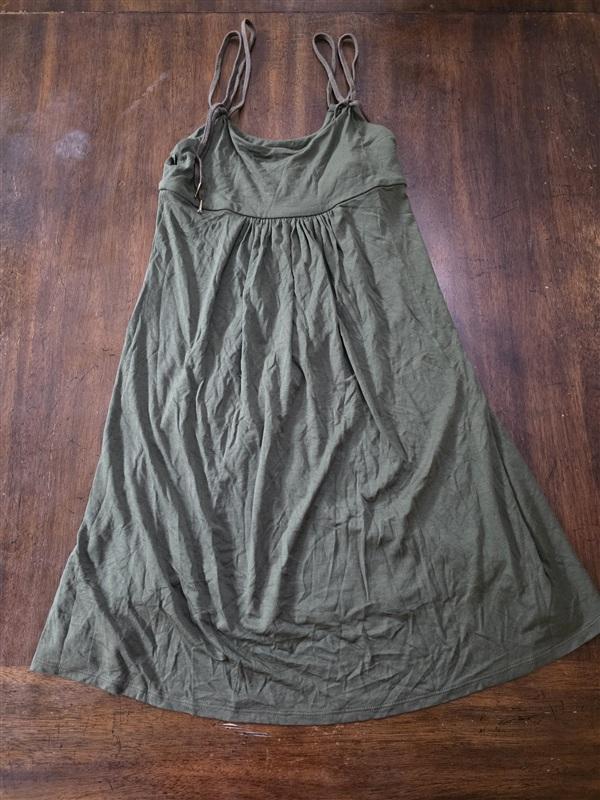 NWOT Robin Piccone M Sun Dress Olive Green Tie Shoulders Cover Up 133691