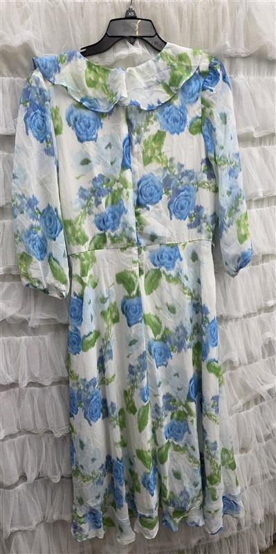 NWOTD Maison Tara 14 Floral Faux Wrap Midi Dress In Ivory Turquoise 133721