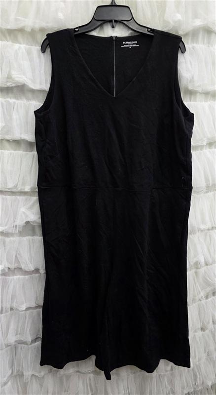 NWOT Eileen Fisher 1X V Neck Wide leg Jumpsuit Black Sleeveless 133724