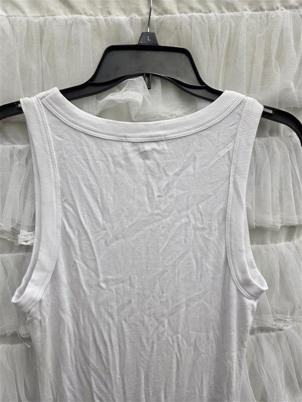 NWOTD Michael Stars 1x Wren Ribbed Round Neck Sleeveless Tank Dress White 133725
