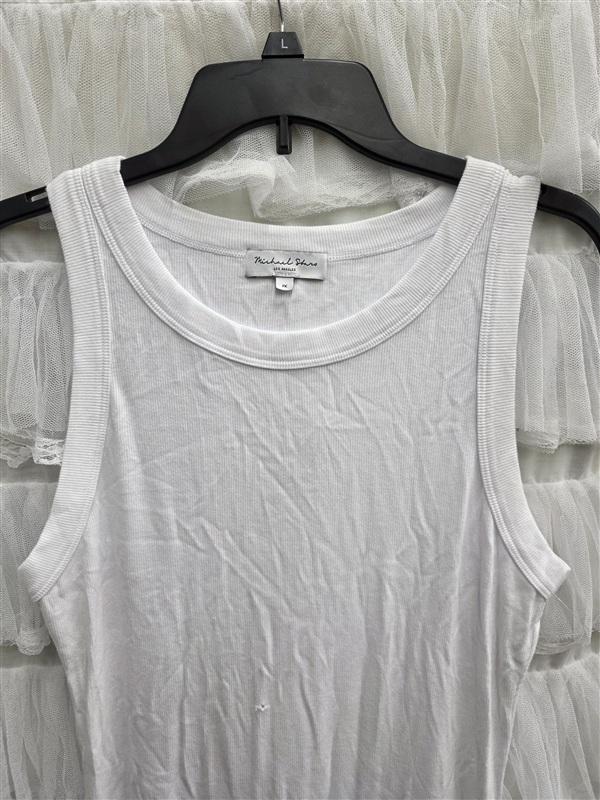 NWOTD Michael Stars 1x Wren Ribbed Round Neck Sleeveless Tank Dress White 133725