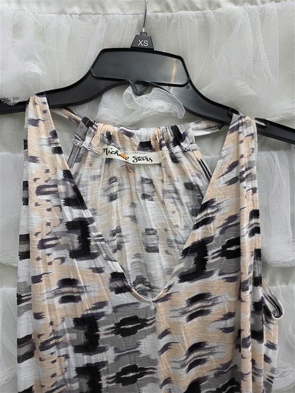 NWOT Michael Stars S Hi Neck Long Maxi Dress White Black Peach 133730