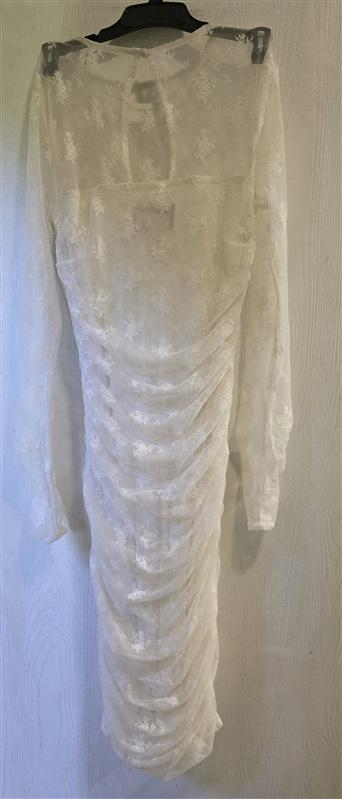 NWOTD Anthropologie BHLDN S Bailee Stretch Lace Ruched Dress White 133734