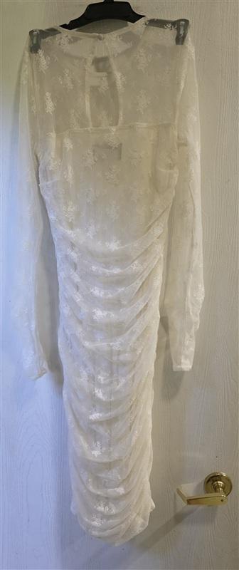 NWOTD Anthropologie BHLDN S Bailee Stretch Lace Ruched Dress White 133734