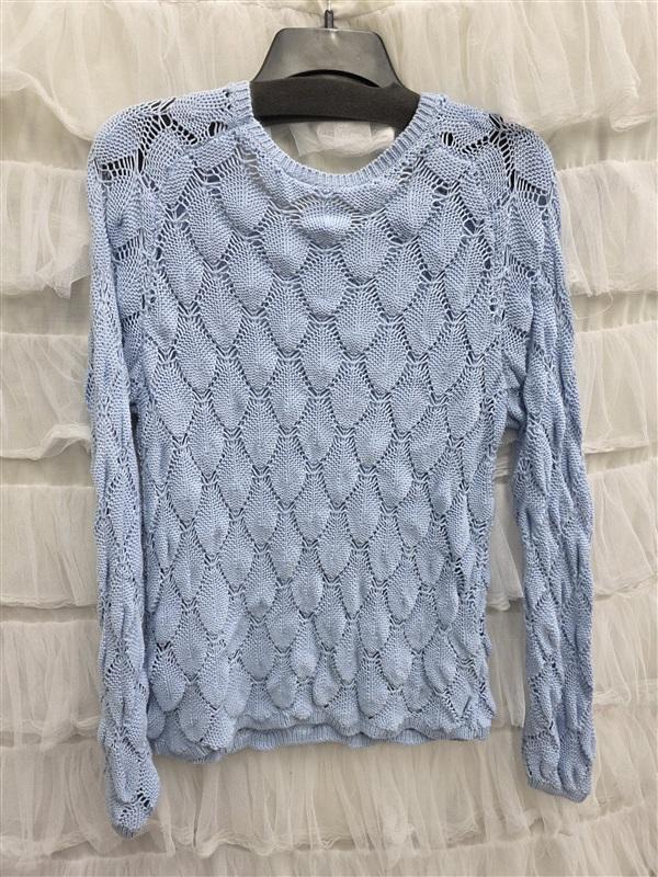NWOT Soft Surroundings PM Open Work Shell Sweater Blue 133736