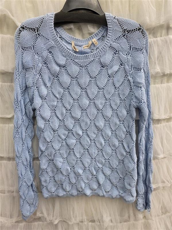 NWOT Soft Surroundings PM Open Work Shell Sweater Blue 133736