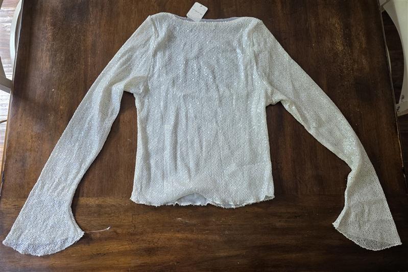 NWT FP Free People Movement L Snow Fall Ivory Bell Sleeve Scoop Neck Top 133738