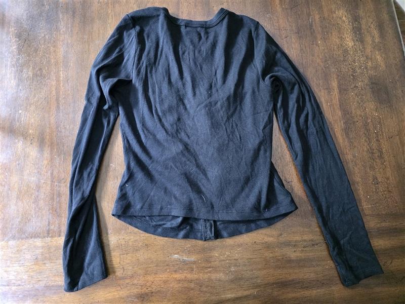 NWOT Michael Stars L Minka Hook & Eye Shirred Front Black 133739