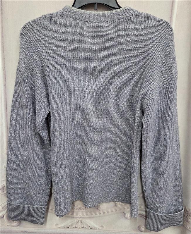 NWT Joie L Cicilia Ribbed Sweater Silver Sparkle Gray 133753