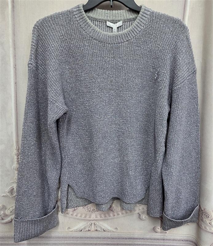 NWT Joie L Cicilia Ribbed Sweater Silver Sparkle Gray 133753