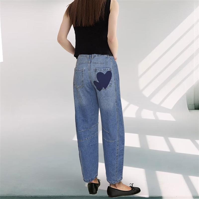 NWT Lov Mor Small Miss Love Heart Barrel Jeans Mid Rise Wide Leg 133766