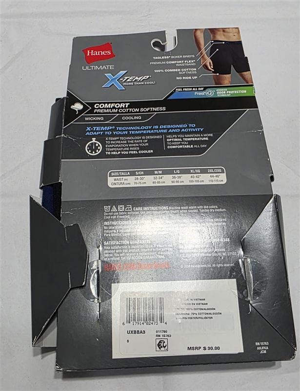 NWTD Hanes S X-Temp 2pr Boxer Briefs Underwear Tagless 133779