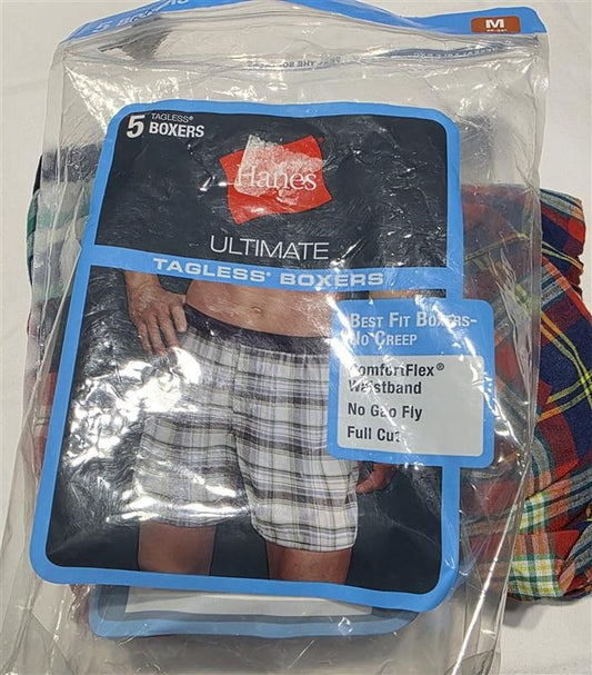 NWTD Hanes M Ultimate 3PR Plaid Boxer Underwear Tagless 133780