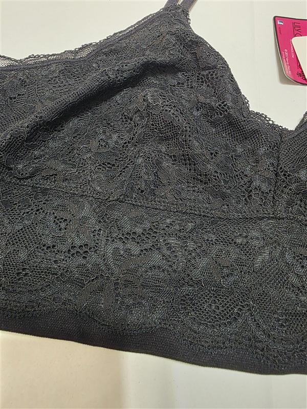 NWT Lily of France XL Sensational Lace Bralette Bra 2179106 Black 133787
