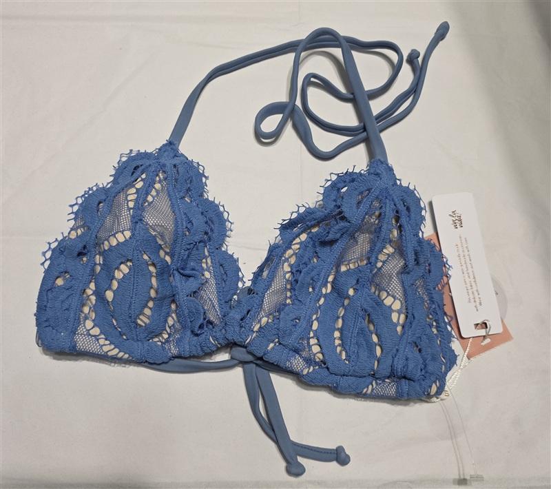 NWT Pilyq Sky Blue L Lace Halter Triangle Bikini Swim Top 133804