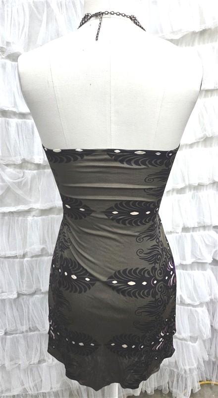 NWOT Sky XS Chain Rhinestone Jewel Tone Halter Deep V Neck Tunic Top 133811