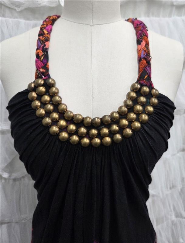 NWOT Sky L Braided Brass Stud T Back Black Tunic Top 133813