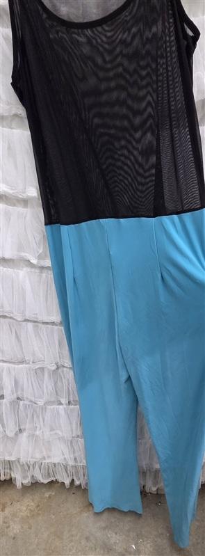 NWOT Anthropologie Last Tango XL Mesh Sheer Top Jumpsuit Turquoise 133815