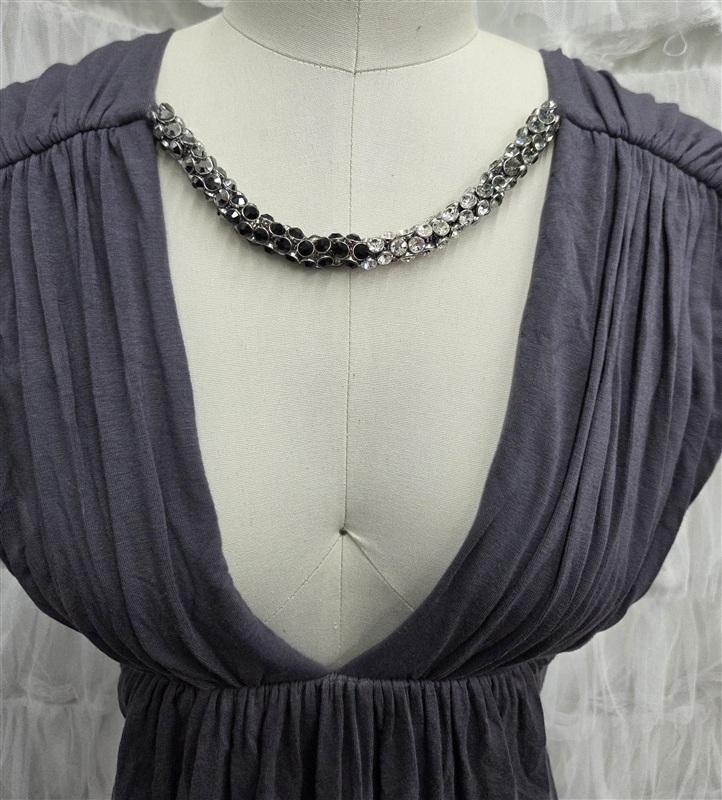 NWT Sky S DEEP V Rhinestone Necklace Short Dress or Top 133816