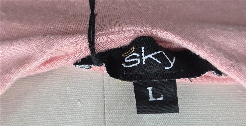 NWTD Sky L DEEP V Neck Pink Rhinestone Accents Short Dress or Top 133818