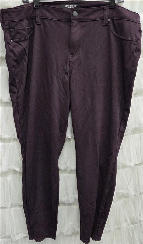 NWOT Liverpool 20W Madonna Legging Point Pants Skinny Aubergine 133819