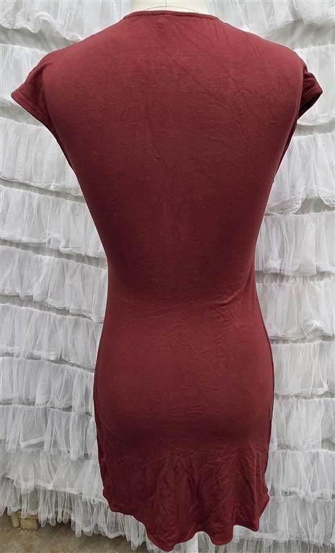 NWOT Sky L DEEP V Wood Disc Belted Short Dress or Top Rust 133820