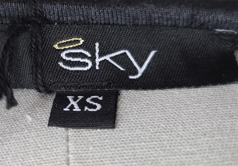 NWT Sky XS Hi Neck Knit Club Wear Top Faux Braided Leather Trim Short 133821