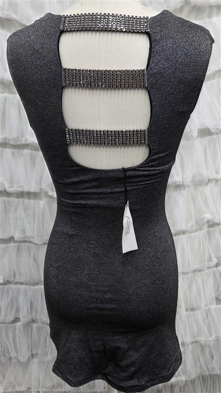 NWT Sky M Sweetheart Neck Rhinestone Back Shimmer Short Dress or Top 133822