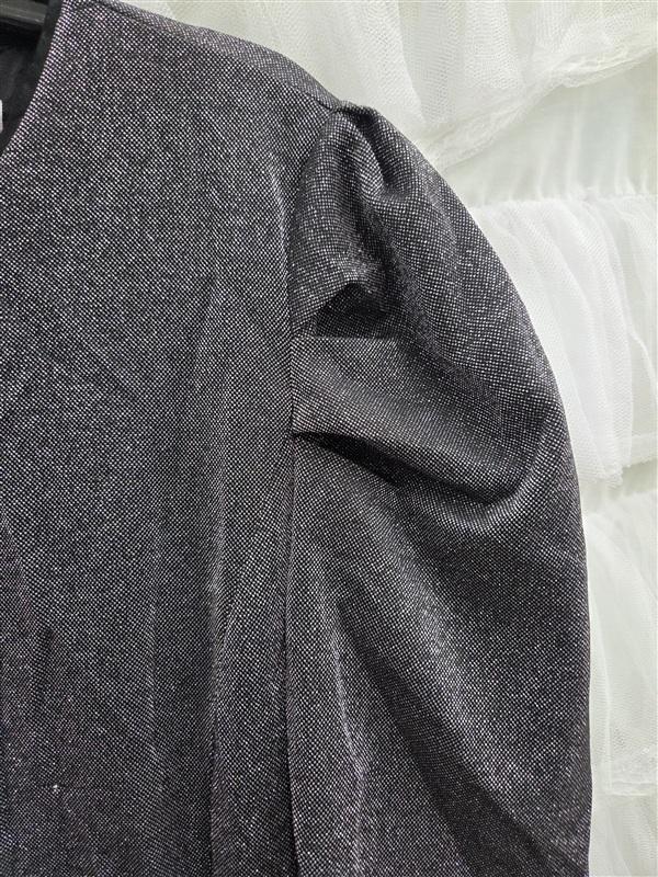 NWOT Halston 14 Heritage Metallic Silver Puff Sleeve Sheath Dress 133825