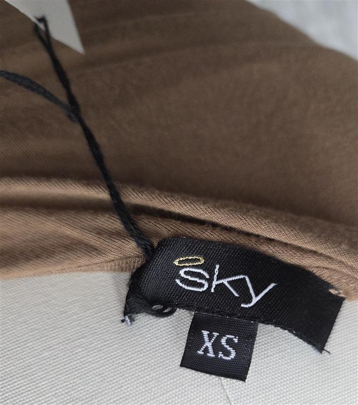 NWT Sky XS One Shoulder Greek Goddess Rhinestone Club Maxi Dress Tan 133827
