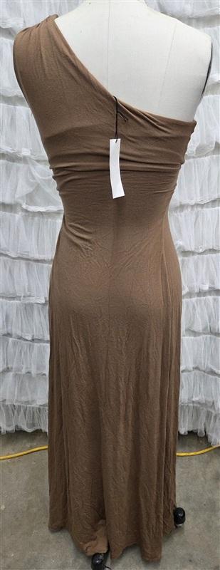 NWT Sky XS One Shoulder Greek Goddess Rhinestone Club Maxi Dress Tan 133827
