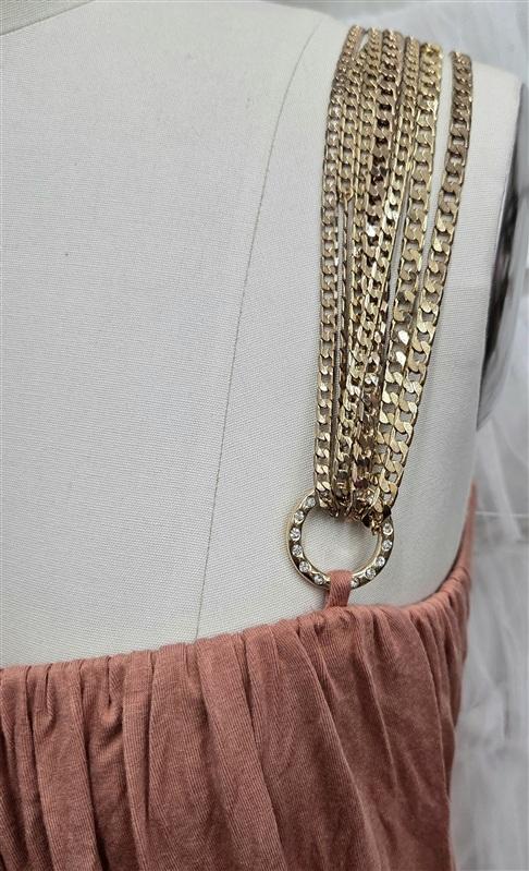 NWOT Sky M One Shoulder Rhinestone Peach Short Dress or Top 133828