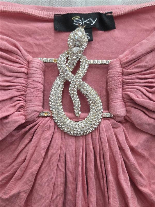 NWOT Sky XS Rhinestone Snake Halter Bandeau Dress Pink Short 133829