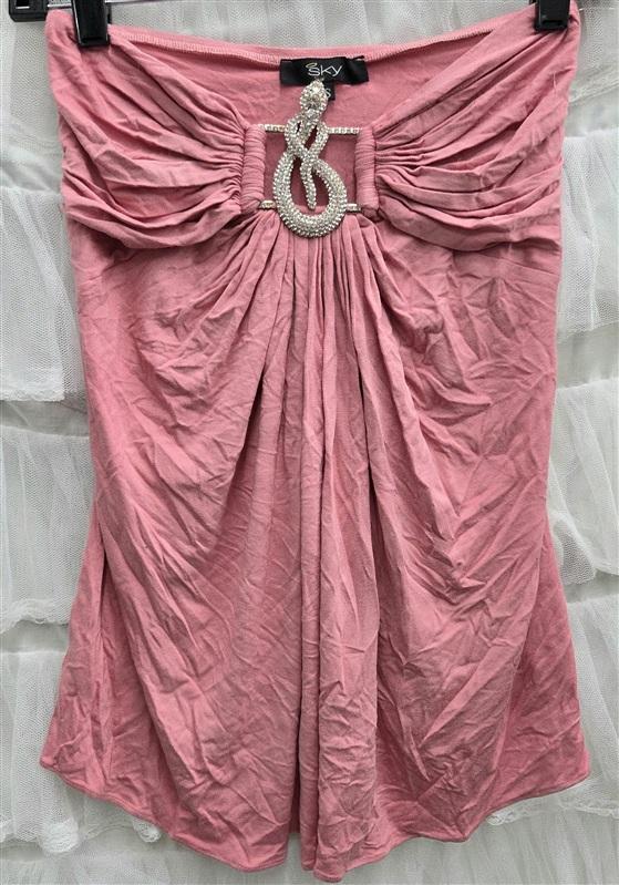 NWOT Sky XS Rhinestone Snake Halter Bandeau Dress Pink Short 133829