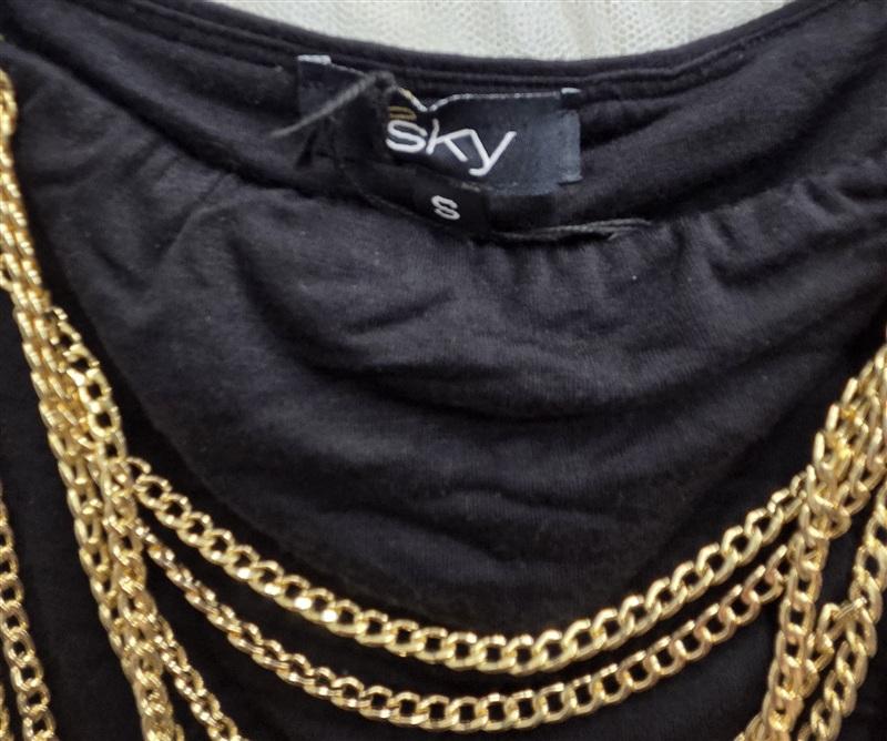 NWT Sky S Bandeau Strapless Chain Drape Accents Short Dress or Top 133830