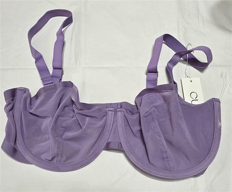 NWT CUUP 34E The Balconette Mesh Purple Sheer Underwire Bra 133838