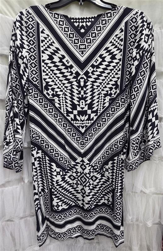NWOT Hale Bob S Jersey Baroque Scarf Print Dress Aztec V Neck 133843